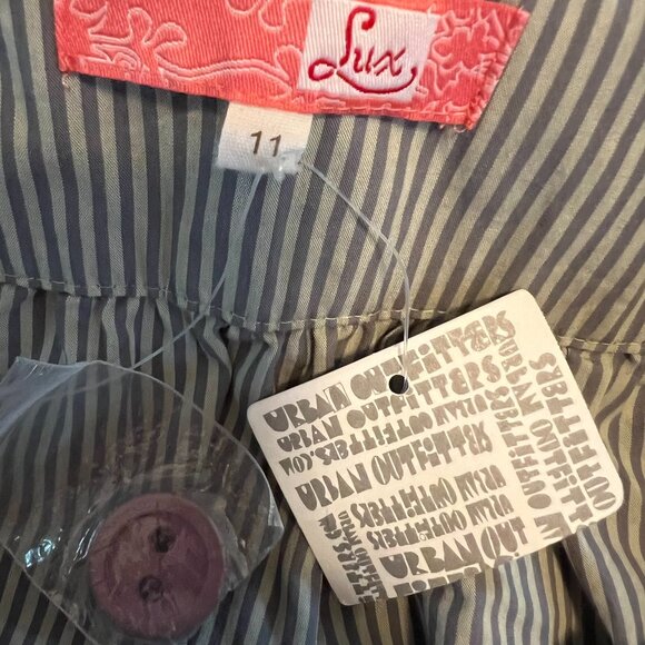 Lux Urban Outfitters Peplum Button Front Skirt NWT Size 11 Green Stripe - Picture 6 of 7